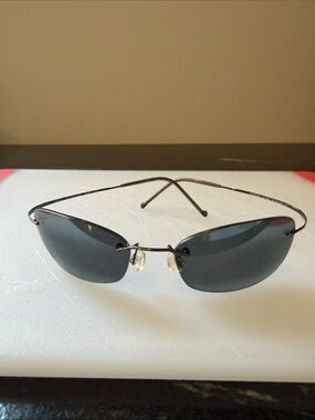 Maui Jim Titanium Rimless Black Lens Sunglasses